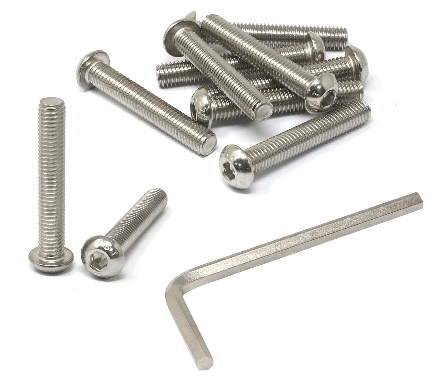 iexcell 50 Pcs M6 x 20mm Thread Pitch 1 mm Stainless Steel 304 Hex Socket Button Head Cap Screws Bolts Kit