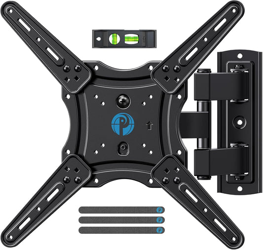 Pipishell Full Motion TV Wall Mount for Most 26-60 Inch Flat Curved 4K TVs, Up to 77lbs and VESA 400x400mm, Single Articulating Arms TV Bracket Support Swivel, Tilt, Level Adjustment