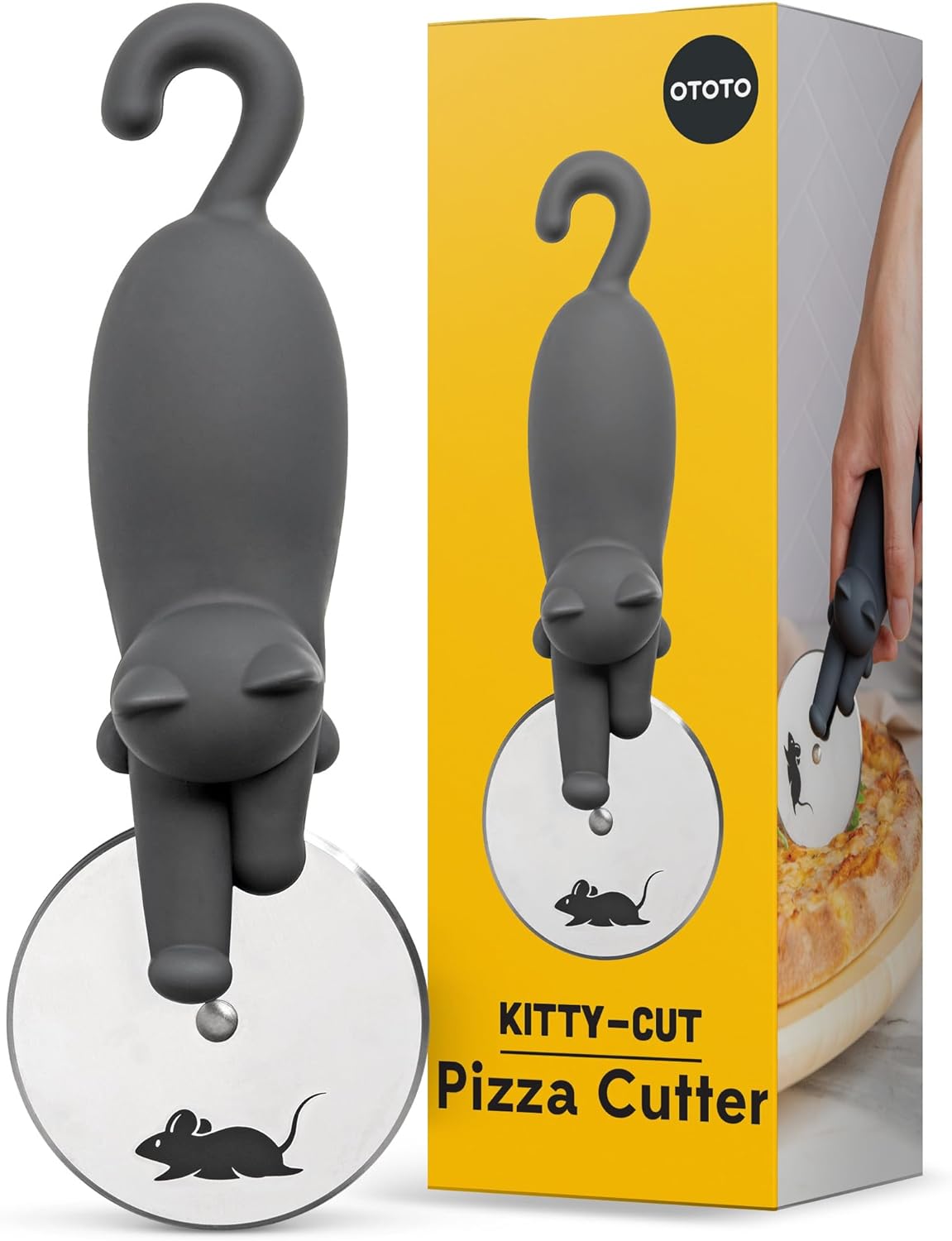 Kitty Cut Pizza Cutter Wheel – Stainless Steel Cat-Shaped Pizza Slicer, Ergonomic Handle, Fun Kitchen Gadget and Gift for Cat Lovers, Easy to Clean - PuriLite