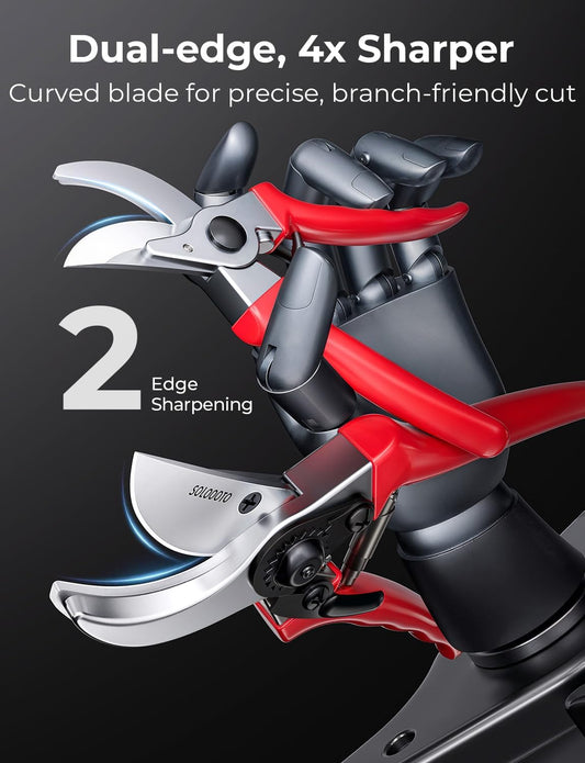 SOLOTODO 8.5" SK5 Bypass Pruning Shears for Gardening, 4x Sharper Garden Shears Clippers Scissors, Professional Pruners for Gardening Gifts for Women Men, Japanese Steel German Technique, Non-breaking - PuriLite