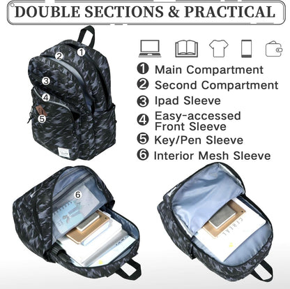 School Backpack for Men Women,Vaschy Lightweight School Bag Bookbag Casual Daypack for High School/College/Teens/Travel/Work