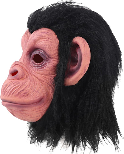 Black Chimp Mask Latex Full Head Mask for Halloween Costume Party Monkey Animal Mask