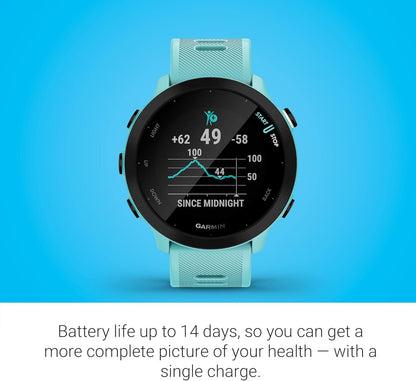 Garmin Forerunner 55, GPS Running Watch with Daily Suggested Workouts, Up to 2 Weeks of Battery Life, White