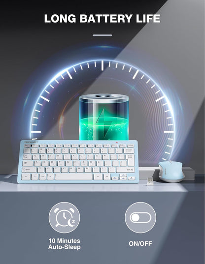 TECKNET Keyboard and Mouse Wireless - Compact 2.4GHz Wireless Keyboard and Mouse Combo with Adjustable DPI, Ultra-Quiet Clicks, Lag-Free Performance for Computer, Laptop, PC, Windows, Mac, Chrome OS