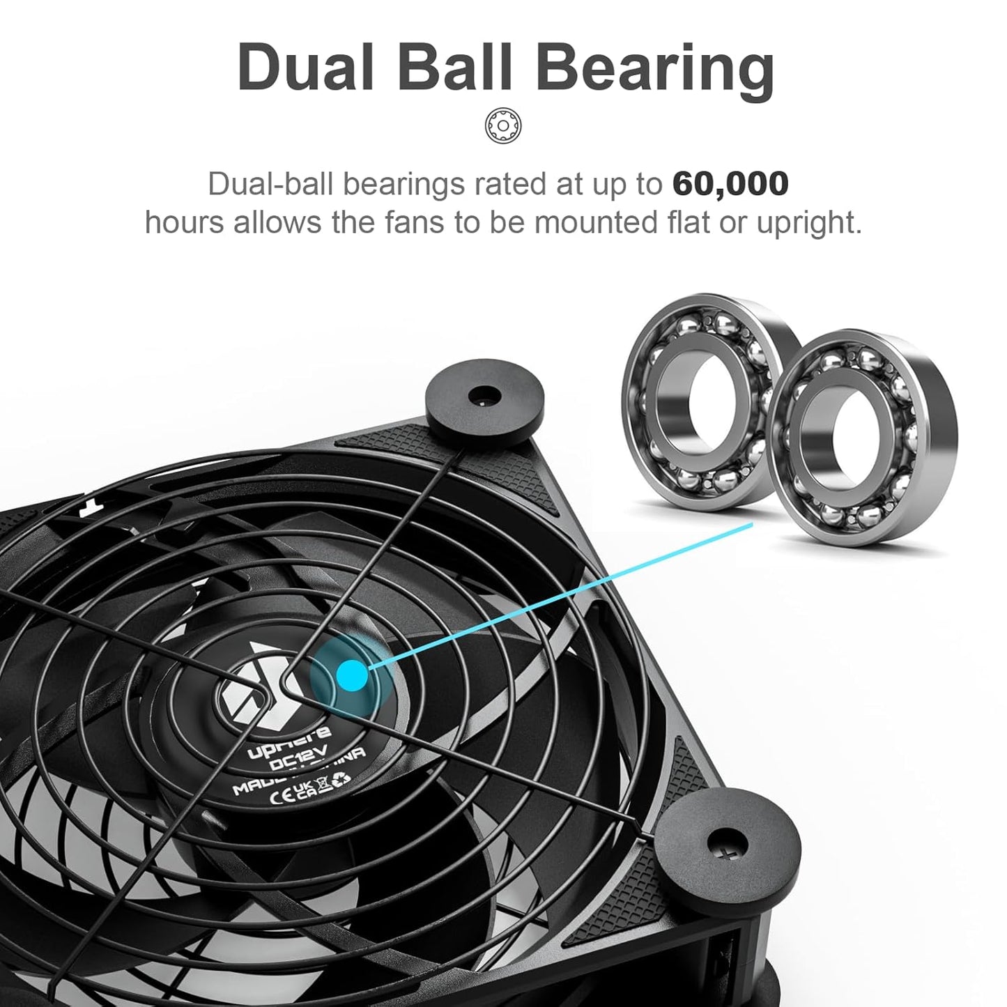 upHere Big Airflow 4 x 120mm x 25mm Computer Fan with AC Plug Cabinet Fan 100V 240V AC Power Supply,DC 12V 5 Speed Controller, for Router Mining Machine Chassis Server Workstation Cooling