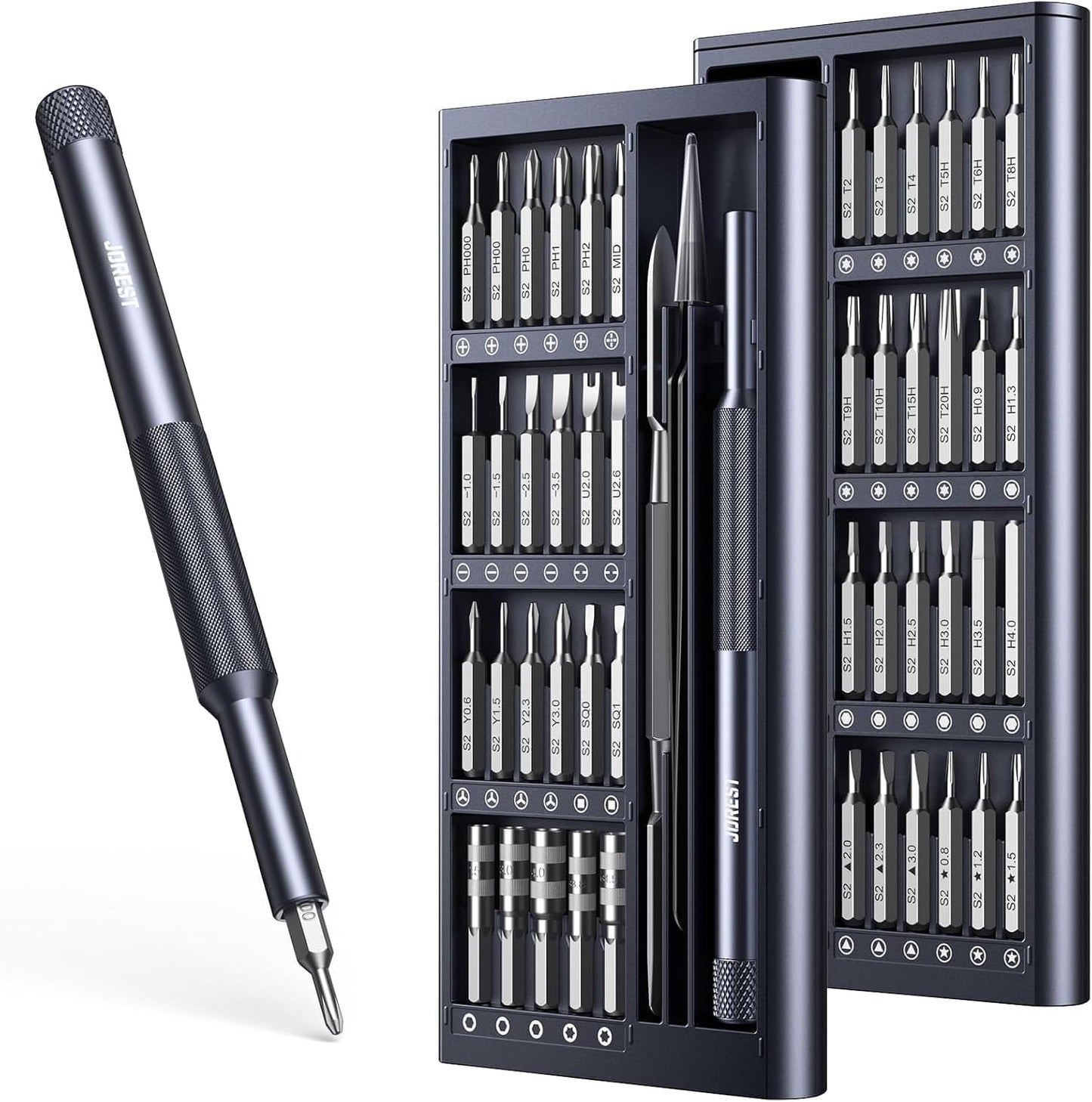 JOREST 50-in-1 Precision Screwdriver Set – Magnetic Repair Tool Kit with Security Torx, S2 Steel Bits, Aluminum Handle - PuriLite