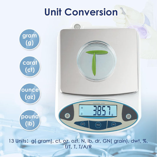 CGOLDENWALL High Precision Lab Digital Scale Analytical Electronic Balance Laboratory Lab Precision Scale Jewelry Scales Kitchen Precision Weighing Electronic Scales 0.01g Calibrated (5000g, 0.01g)