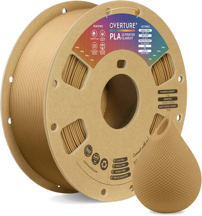 OVERTURE PLA Filament 1.75mm PLA 3D Printer Filament, 1kg Cardboard Spool (2.2lbs), Dimensional Accuracy +/- 0.02mm, Fit Most FDM Printer (Black 1-Pack)