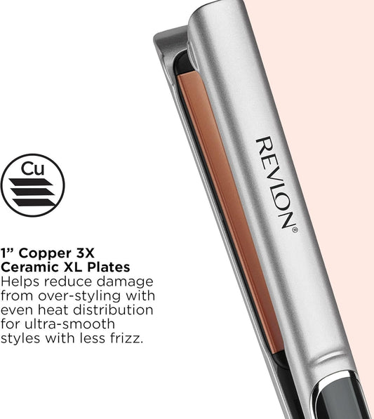 Revlon Salon Straightening and Curling Copper Flat Iron, 1 Inch - PuriLite