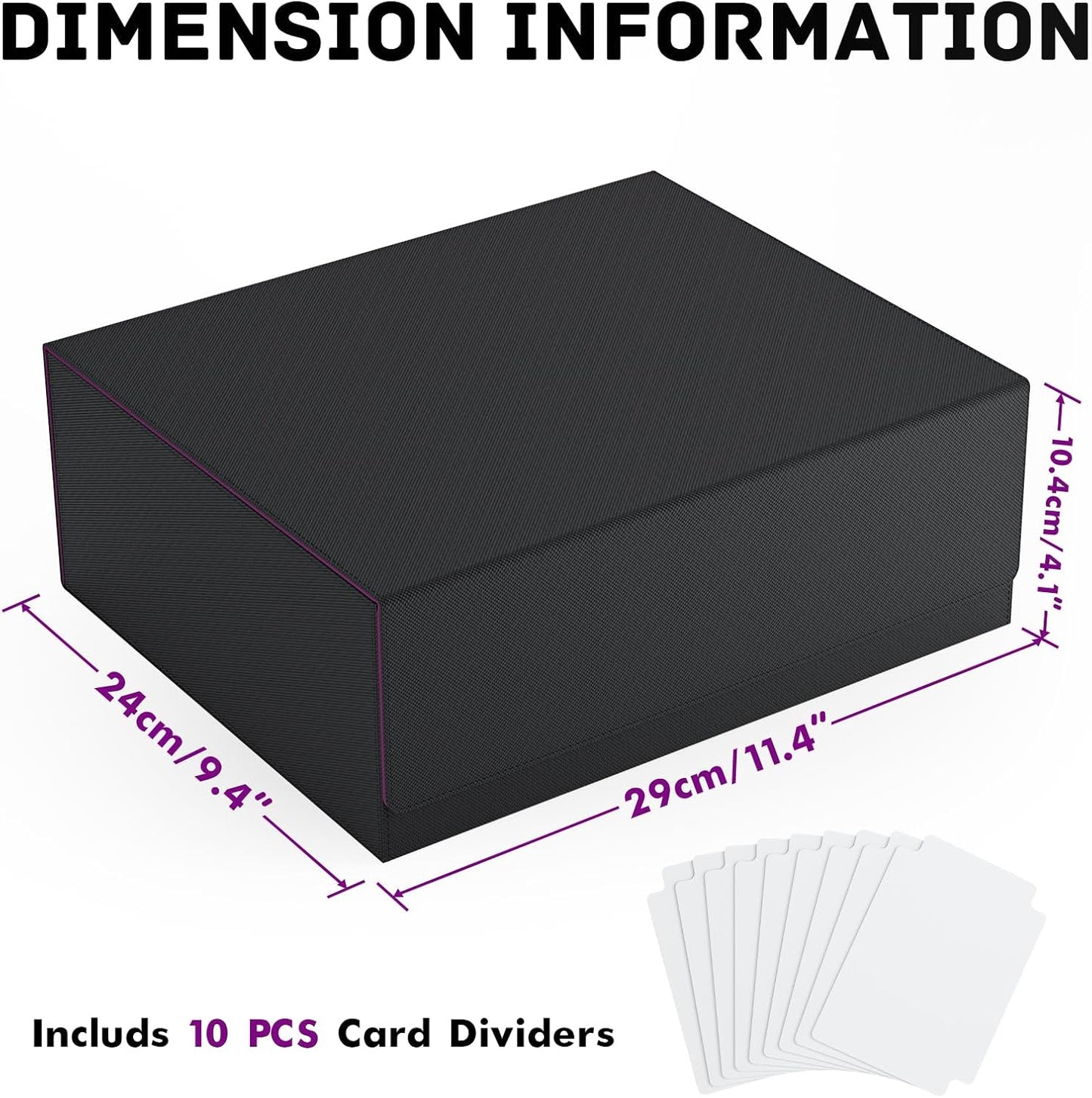 ZLCA Card Storage Box for MTG PTCG, Commander Deck Box Holds 3000+ Cards, Card Storage Case with 4 Stoppers, Card Organizer for TCG Sport Cards (Black)