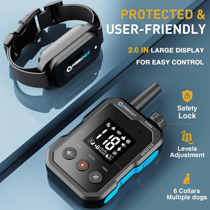 ABBIDOT Shock Collar - 4500ft Range Dog Training Collar, Super Mode, E-Clicker, Night Light, Safety Lock, Waterproof Rechargeable E Collar for Small Medium Large Dogs (Black, 1 Collar)