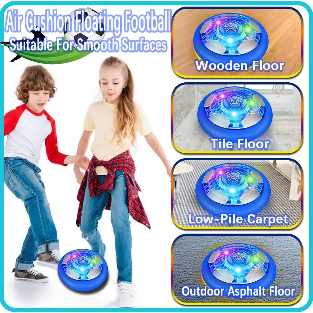 Rechargeable Hover Soccer Ball for Kids – Indoor Air Glide Football Toy with LED Lights, USB Charging, Soft Bumper Protection, Ages 3–15 - PuriLite