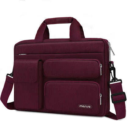 MOSISO Laptop Bag 13.3 inch, 13-13.3 inch Computer Shoulder Bag Compatible with MacBook Air/Pro 13/Pro 14, HP Dell ASUS Notebook &2 Raised&1 Flapover&1 Horizontal Pocket&Handle&Belt, Black
