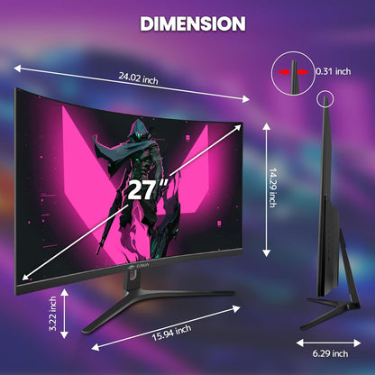 CRUA 32'' Curved Gaming Monitor, 160Hz/144Hz 4K UHD(3840 * 2160P) White Computer Monitor, 1500R VA Screen, Supports Freesync, 120% sRGB, Built-in Speakers, RGB Lighting, Wall Mountable,HDMI 2.1&DP 1.4