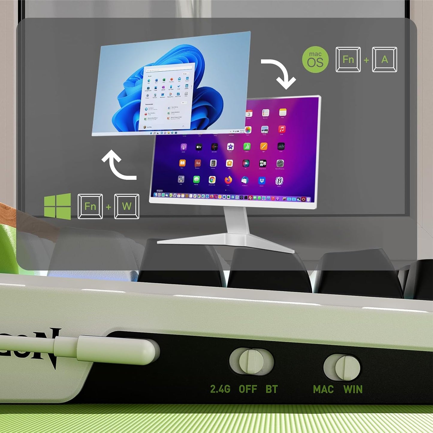 Redragon K686 PRO 98 Keys Wireless Gasket RGB Gaming Keyboard, 3-Modes Anime Mechanical Keyboard w/Hot-Swap Socket, Dedicated Knob Control & Sound Absorbing Pads, Custom Hi-Fi Linear Switch