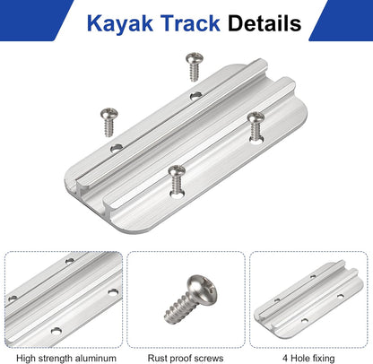 Kayak Track Kayak Rail Accessories Mount for Fishing Rod, Cup Holder, Paddle Holders, Fish Finder, Anchor Cleats for 1/2" Wide Track Hardware (4 Inches, Aluminum, 2 Pieces)