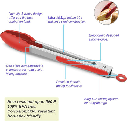 Purilite Select Silicone &amp; Stainless Steel Kitchen Tongs