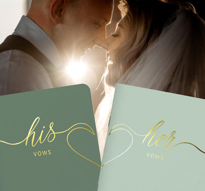 LSSH GmbH Vow Books - His and Hers Wedding Essentials, 28 Pages, 5.5" X 4" (Dark Green & Sage)