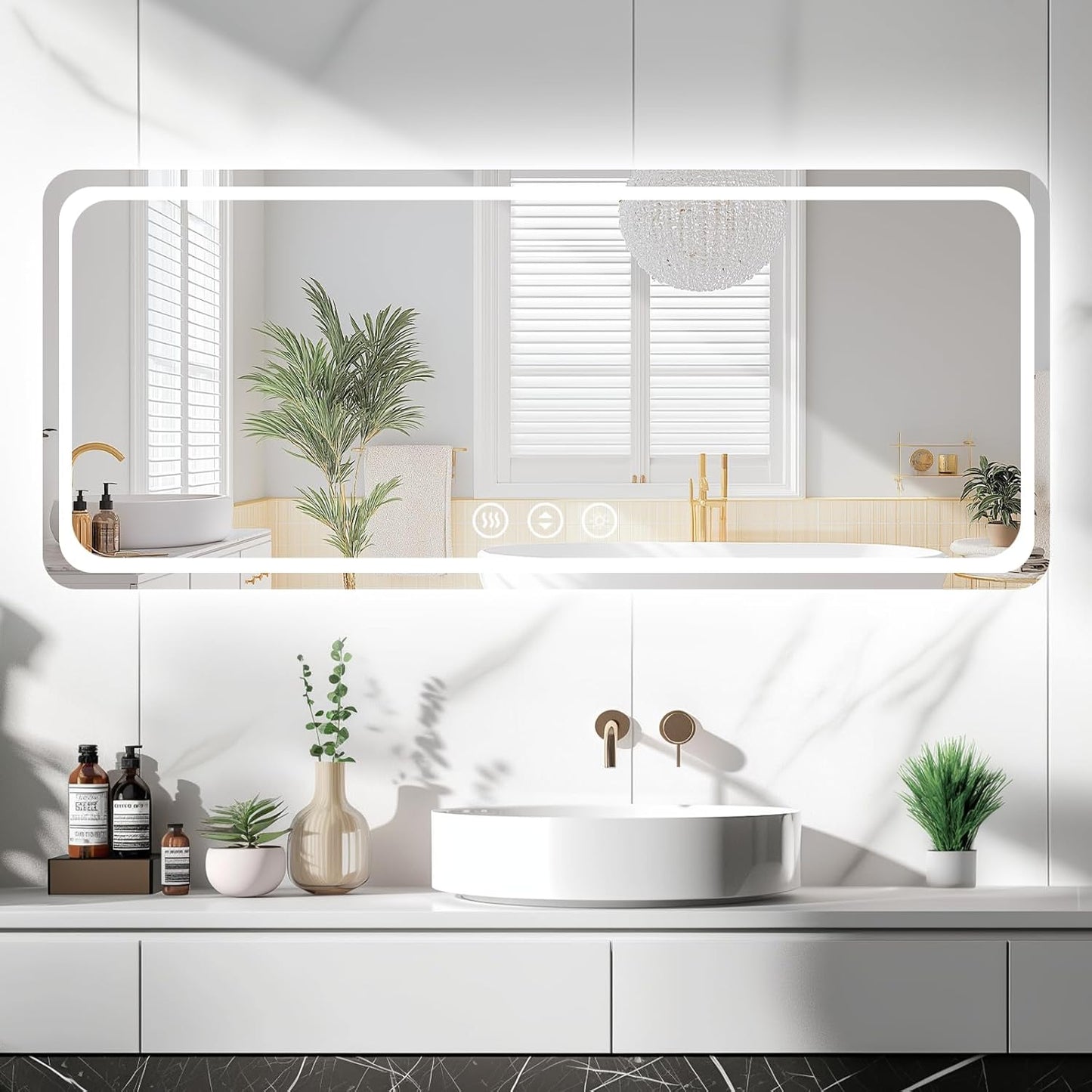 Lmsedf 24" x 32"Rectangle LED Bathroom Mirror with Lights, Backlit & Front Lighted, Wall-Mounted Vanity Mirror 3000K/4000K/6000K, Memory Functions, Anti-Fog, Dimmable Smart Mirror