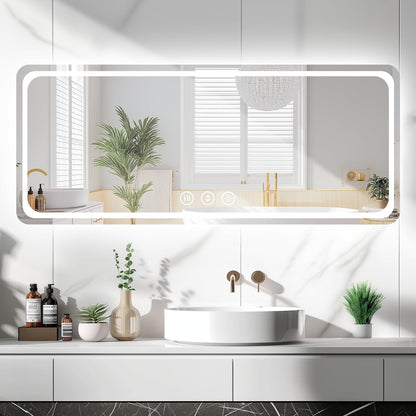 Lmsedf 24" x 32"Rectangle LED Bathroom Mirror with Lights, Backlit & Front Lighted, Wall-Mounted Vanity Mirror 3000K/4000K/6000K, Memory Functions, Anti-Fog, Dimmable Smart Mirror