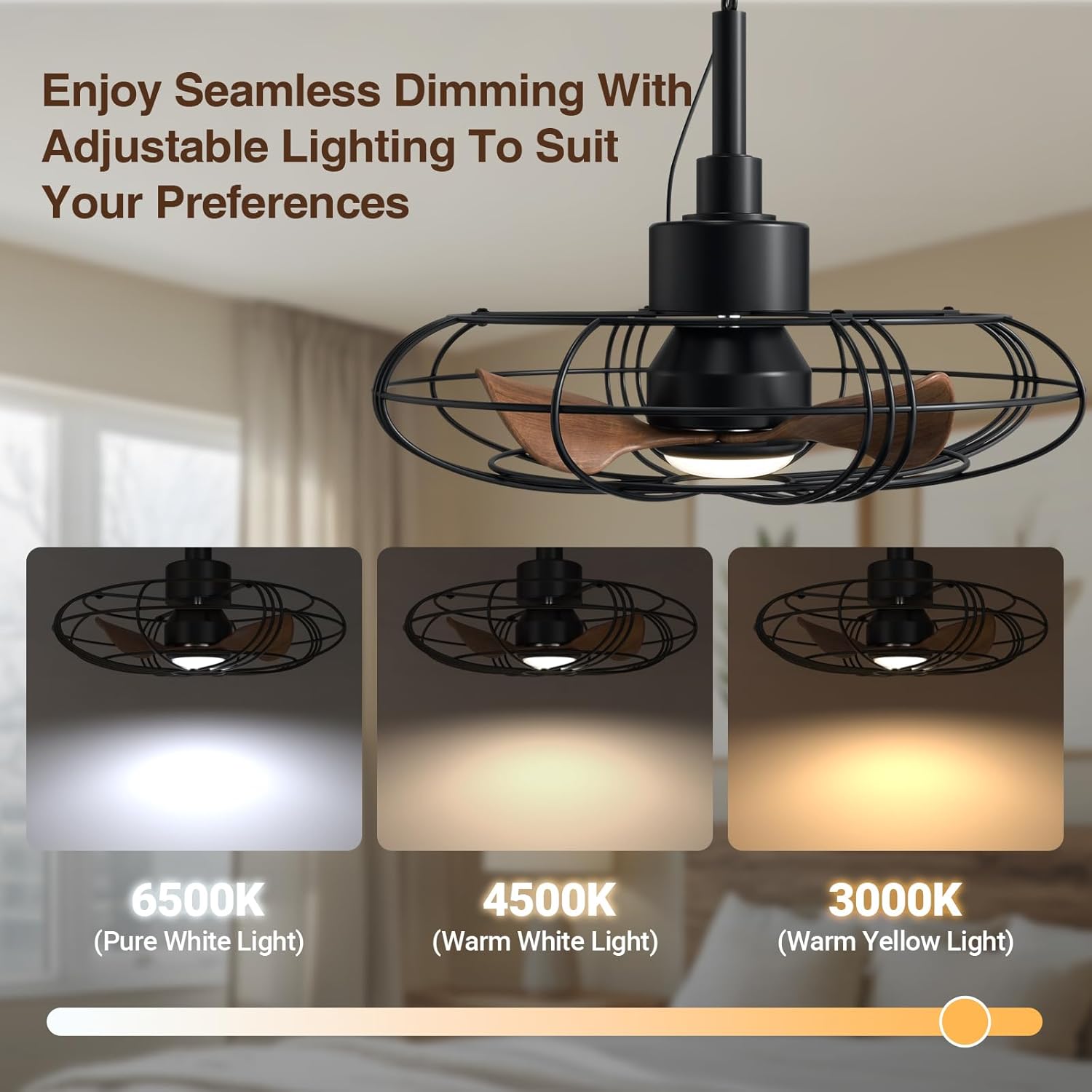 NACATIN Outdoor Ceiling Fan with Lights, Remote, Wall Switch Control, IP55 Waterproof Ceiling Fans with Lights and Remote, 3 Color Temperatures: Perfect for Patios, Gazebos, & Bedrooms, Black - PuriLite