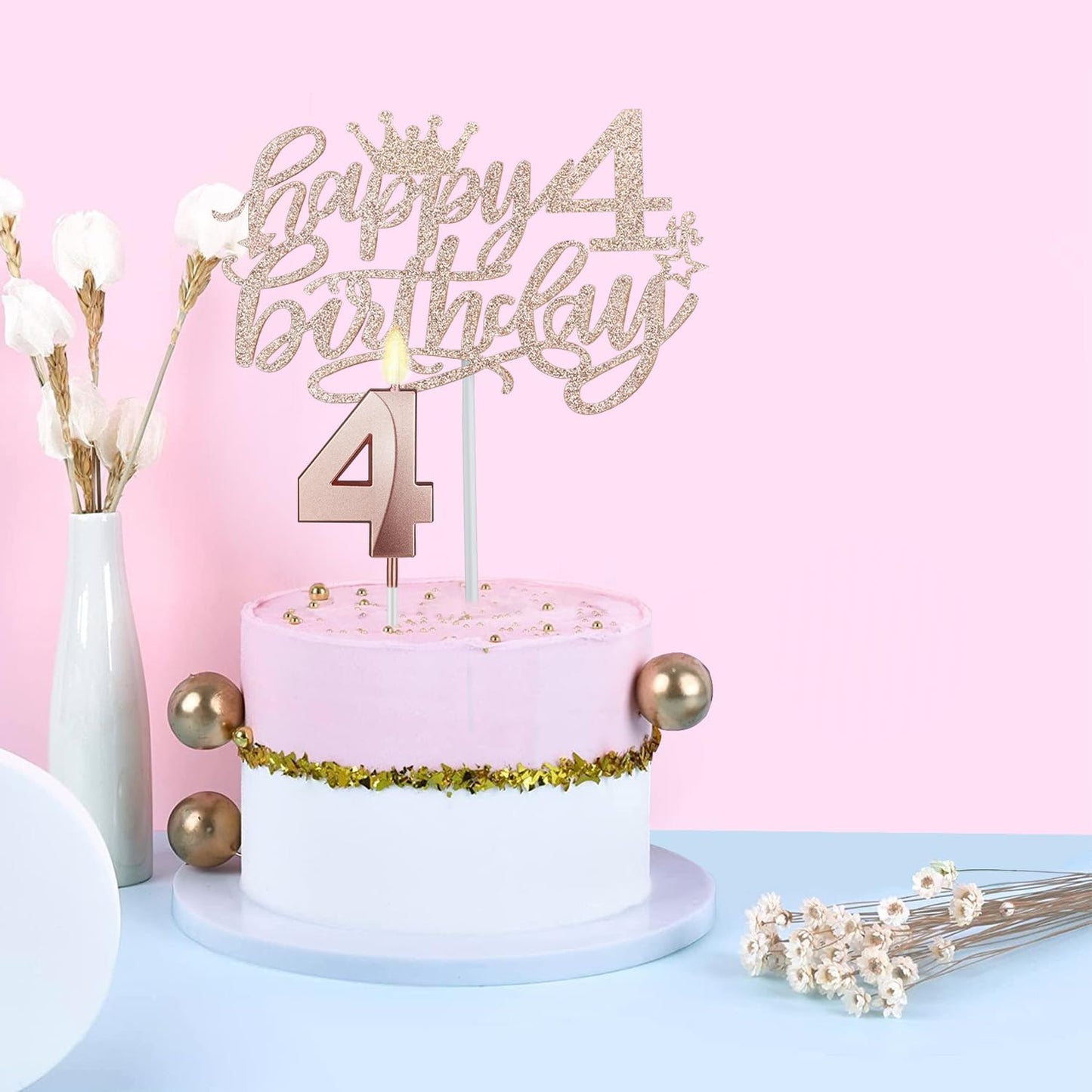 65th Birthday Decorations for Women, Including 65th Birthday Sash and Crown, Cake Topper and Candles, Number Balloons Rose Gold, 65 Year Old Gifts for Women