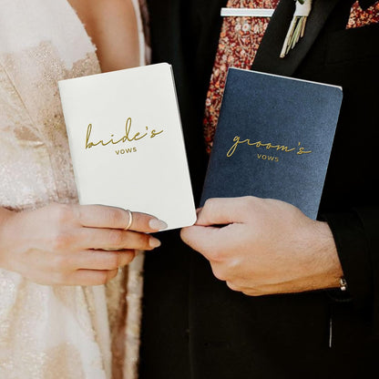 WeddingGiftsWedding Vow Books His and Hers Soft Touch Gold Foil Engraving Vow Books Wedding Essentials Wedding Accessories(TR-HH-Black)