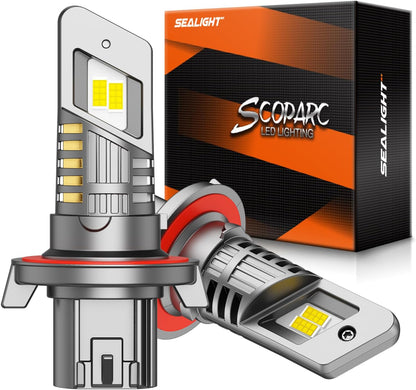 SEALIGHT H7 LED Headlight Bulbs, 800% Super Bright, 6500K Cool White Light Bulbs with Cooling Fan, 1:1 Mini Size H7 led headlight,H7 Halogen Replacement 3 Mins Plug-N-Play, Pack of 2