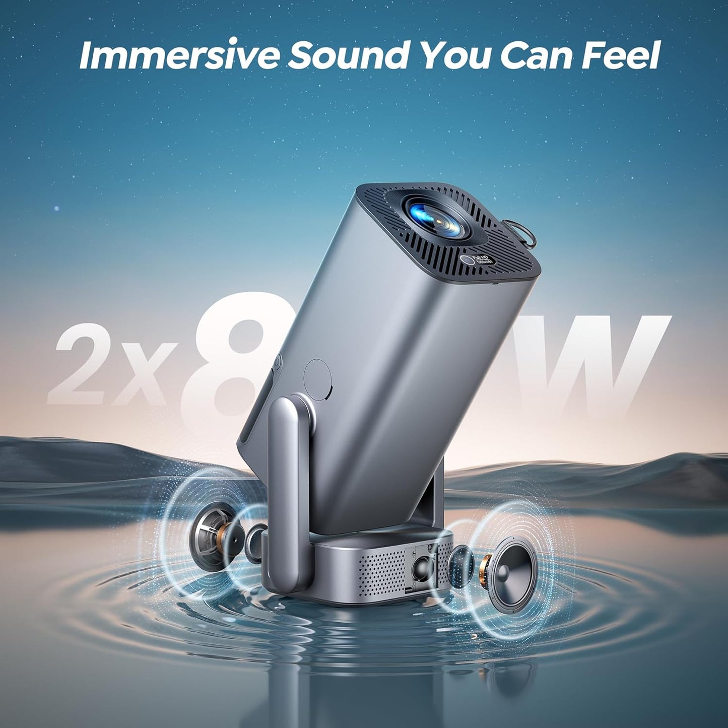 [270° Adjustable Stand] 2025 Mini Projector Upgrade Portable 1080P FHD TOPTRO Outdoor Movie Projector, Auto Vertical Keystone/Electric Focus, Home Projector for Phone/TV Stick/HDMI