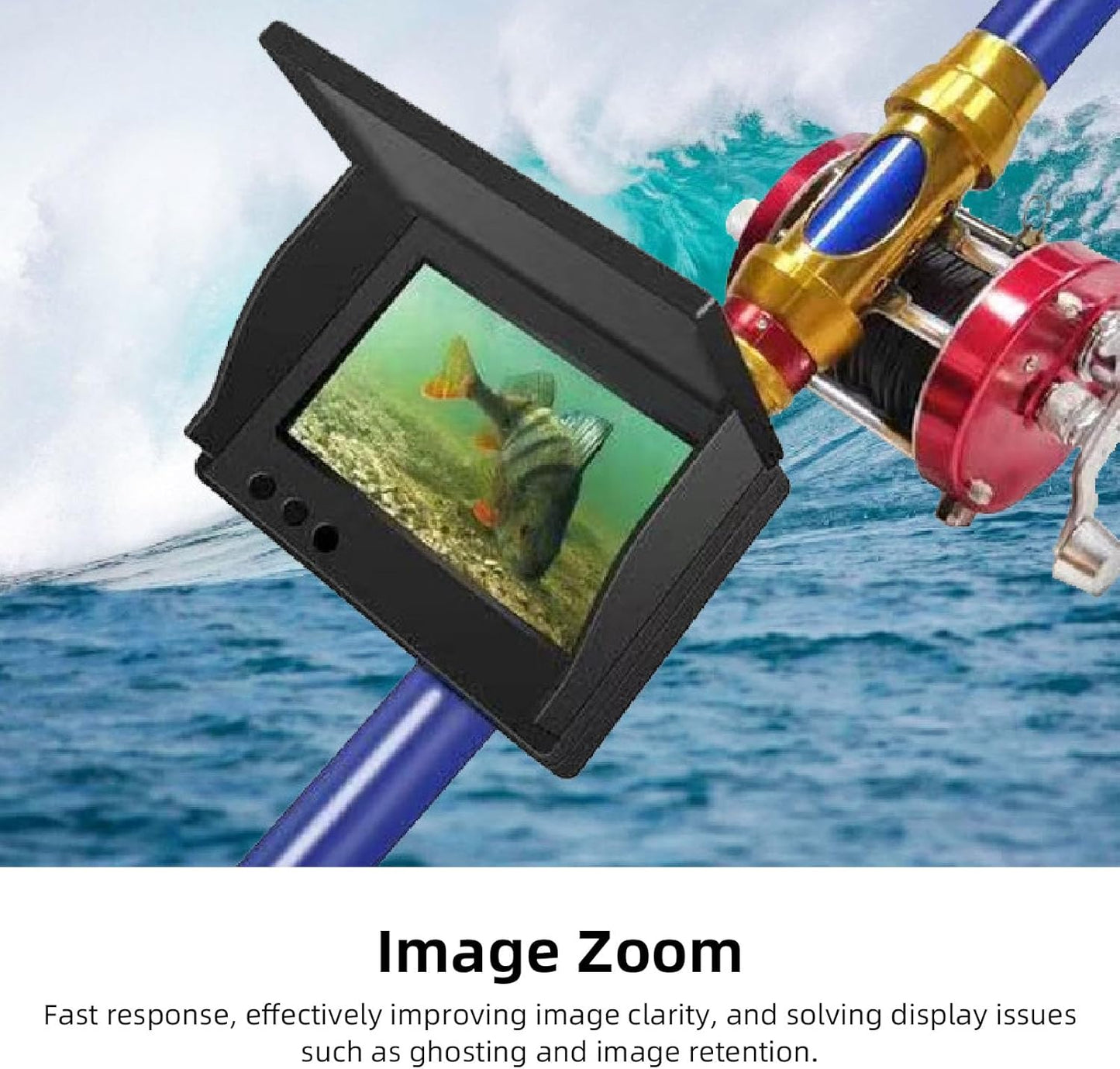 Fishing Camera Display Screen, 5.0 Inch HD IPS Large Screen, 3.5mm Video Interface, Professional Fishing Aid for Ice Lake Sea Boat Fishing