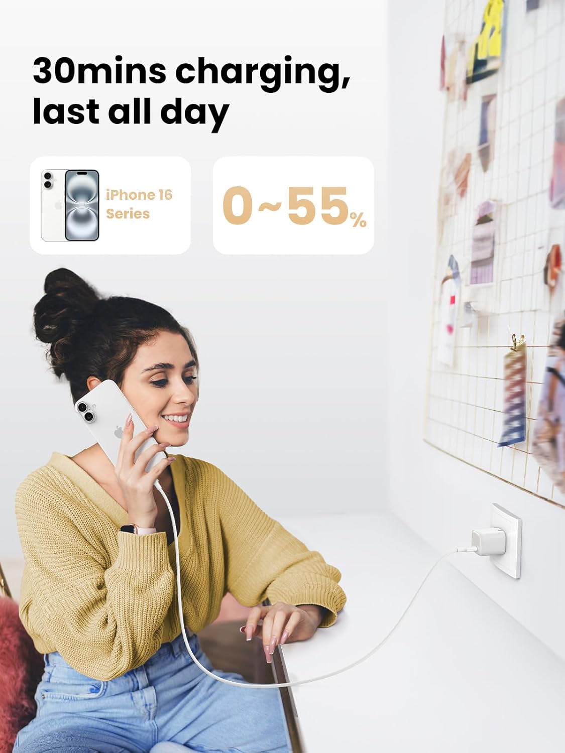 UGREEN USB C Charger Block 30W, Foldable Nexode Fast Charger GaN Fast Charging, USB C Wall Plug Compatible for iPhone16 Pro Max 15, Galaxy S24 Series, Pixel 8 Pro 7, MacBook Air, iPad, Black