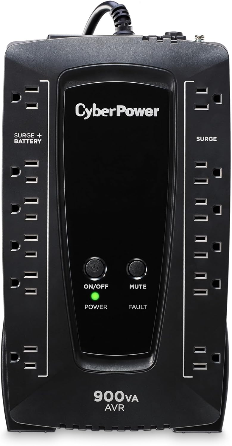 CyberPower AVRG900LCD Intelligent LCD UPS System, 900VA/480W, 12 Outlets, AVR, Compact