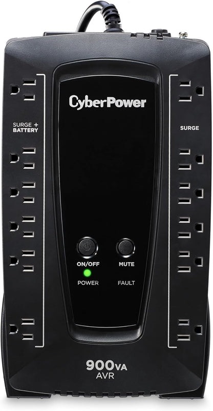 CyberPower AVRG900LCD Intelligent LCD UPS System, 900VA/480W, 12 Outlets, AVR, Compact