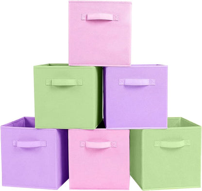 ShellKingdom Storage Bins, Foldable Fabric Storage Cubes And Cloth Organizer Drawer For Closet And Toys, 6 Pack (Lavender+Light Blue+Pink)