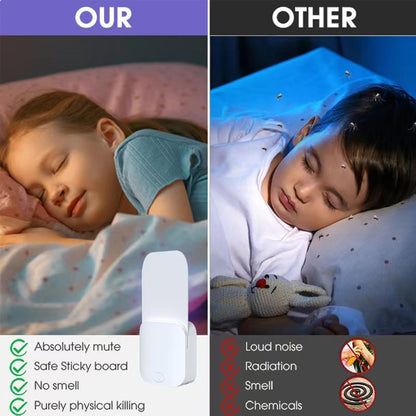 Fly Trap Indoor 【1 Device + 5 Glue Cards】, Plug-in Flying Insect Trap for Mosquito, Flies, Fruit Flies, Moths, Gnats, Flying Insect Trap, with UV Bug Catcher & Sensor Night Light. (1, White)