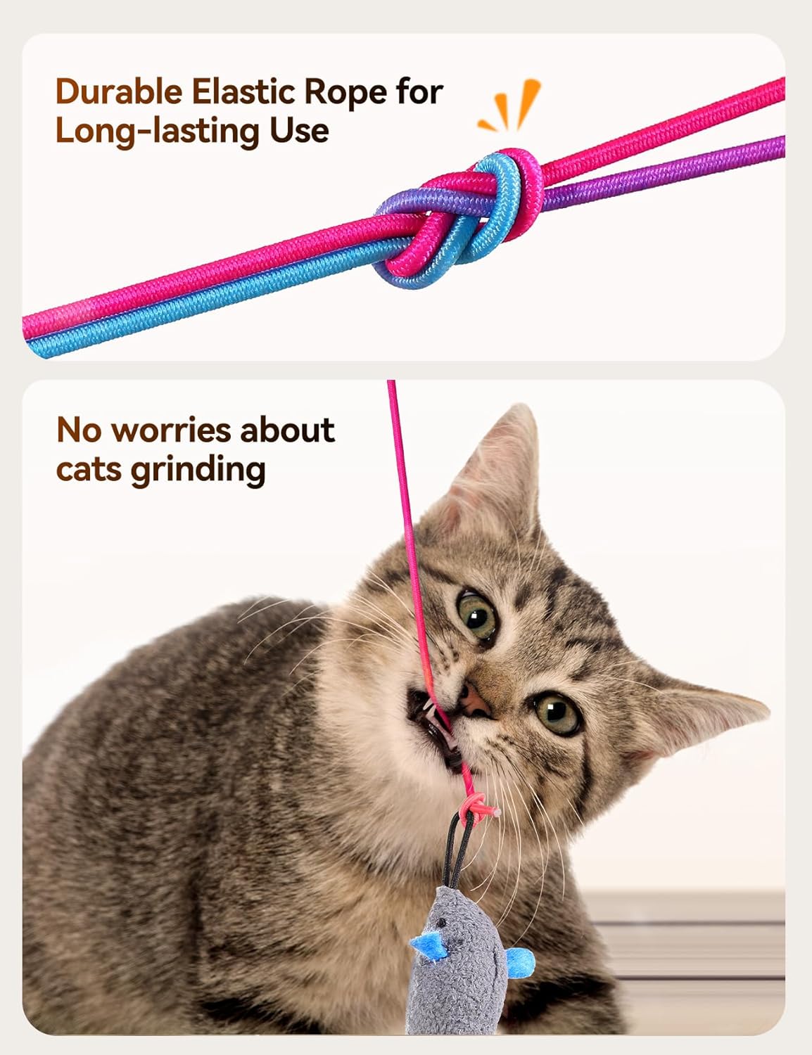 Cat Toys for Indoor Cats, 5 Pack Hanging Interactive Cat Toy with Feather Teaser Hands-Free Cat Toys Wand with Bell Exerciser Playing Toy for Kitten or Cat