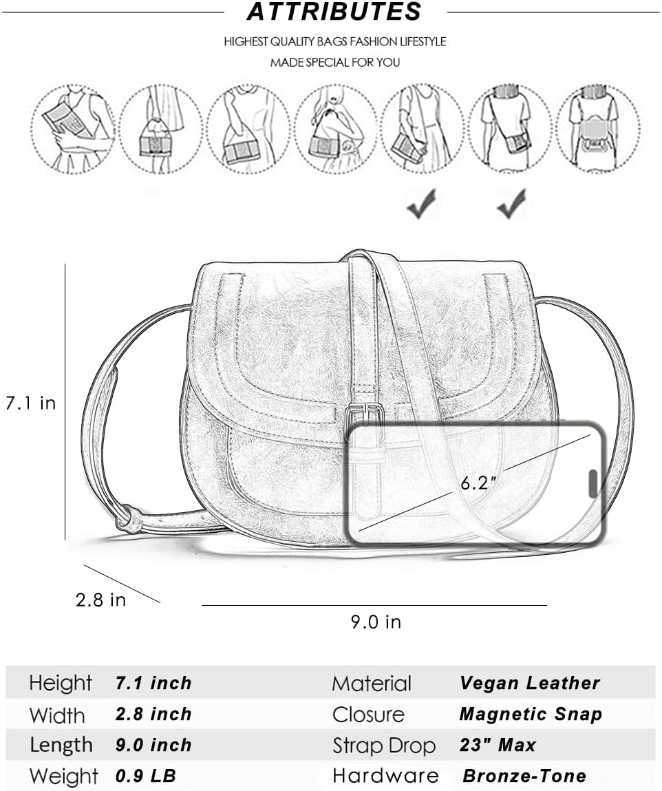 Crossbody Bags for Women Small Over the Shoulder Saddle Purses and Boho Cross body Handbags,Vegan Leather