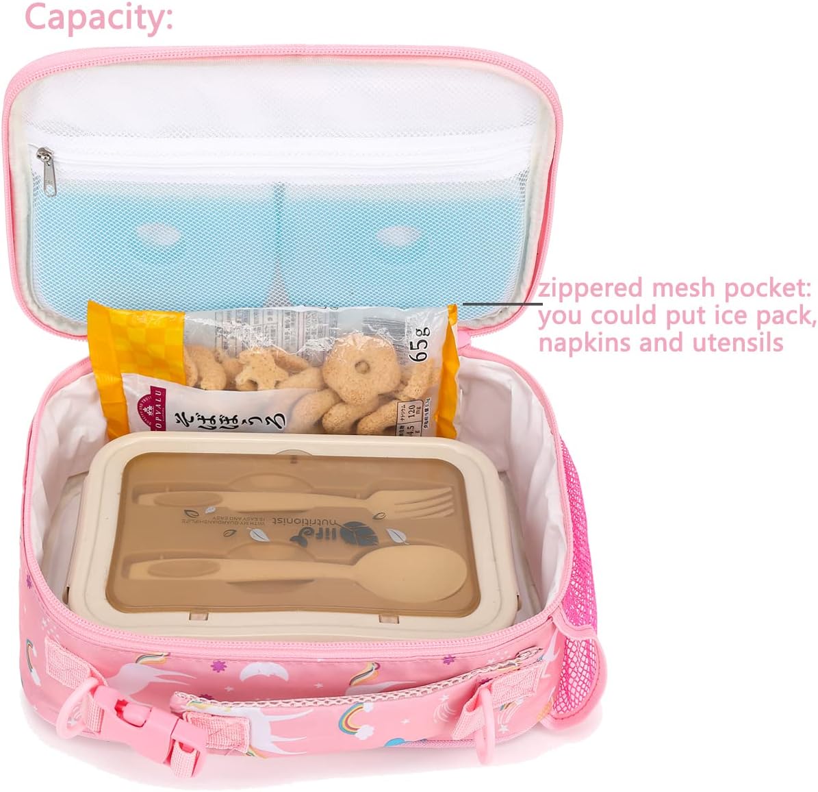 FlowFly Kids Lunch Box Insulated Soft Bag Mini Cooler Back to School Thermal Meal Tote Kit for Girls, Boys, Black