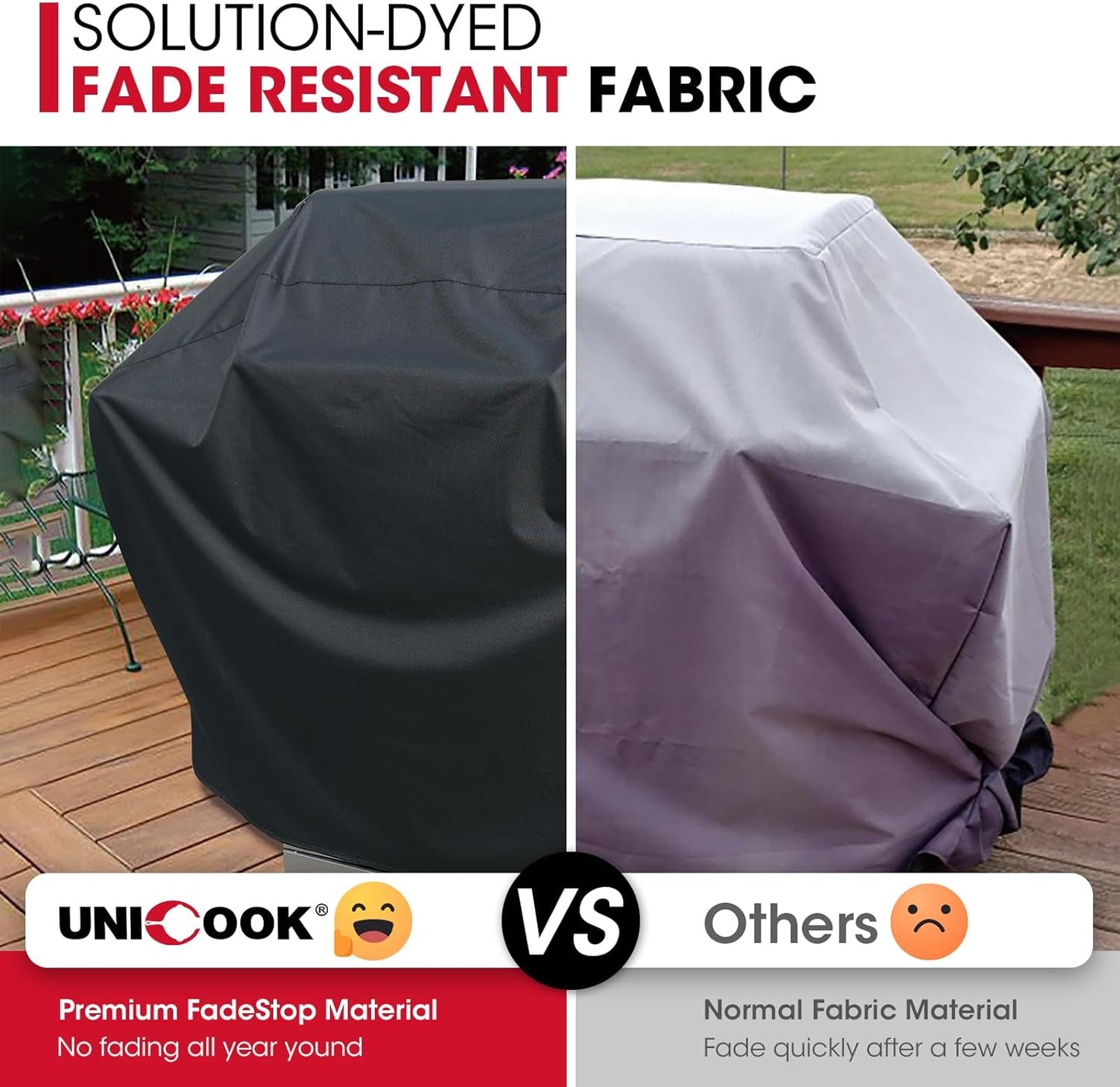 UNICOOK BBQ Cover 55 Inch, Heavy Duty Waterproof Housse BBQ, Special Fade and UV Resistant Outdoor Barbecue Grill Cover, Barbecue Accessories Compatible for Weber Char-Broil Brinkmann and More