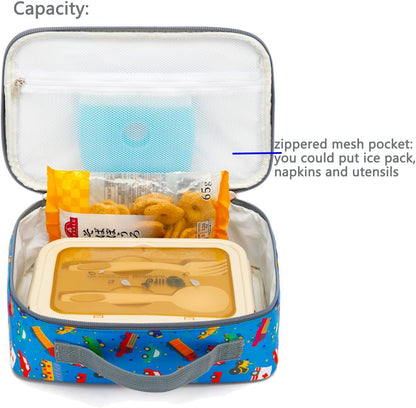 FlowFly Kids Lunch Box Insulated Soft Bag Mini Cooler Back to School Thermal Meal Tote Kit for Girls, Boys, Black
