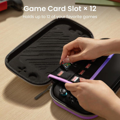 tomtoc Slim Carrying Case for Nintendo Switch 2 Model 2025, Odorless Felt Protective Hard Shell with 12 Game Card Slots, Portable Travel Storage Case with Original Patent and Military Grade Protection
