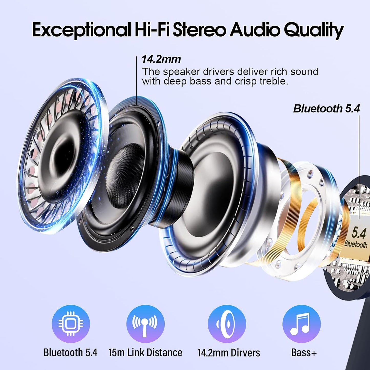 Wireless Earbuds, Bluetooth 5.4 Ear Buds with Multifunctional Touch Screen, 48H HiFi Stereo Headphones, ANC/ENC Noise Cancelling Mic, IPX7 Bluetooth Earbuds with 5 EQ Modes, in Ear Earphones, Black