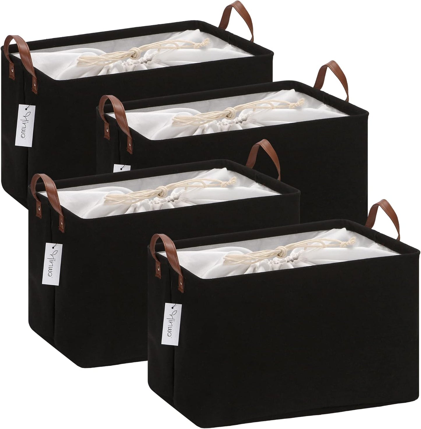 Hinwo 6-Pack Small Canvas Fabric Storage Baskets Set with Handles, Open Storage Bins, Cube Storage Organizer, Shelf Organizer Bins for Closet, 7.9L, 12 x 8 x 5 Inches, Grey Stripe
