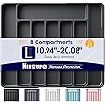Ceecysaa Cutlery Tray Drawer Organizer with Removable knife blocks, Expandable Utensil Tray for Kitchen,Adjustable Plastic Storage and Storage Drawer Divider for Spoons Forks Knives,Large, Black