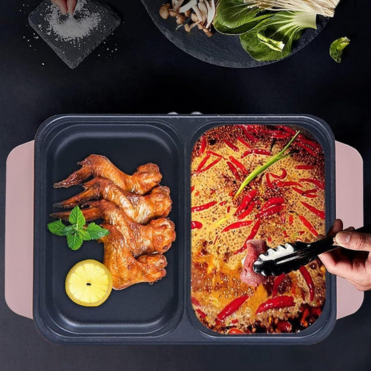 Electric Hot Pot with Grill, Non-Stick Coating, Easy to Clean, Perfect for Soup and BBQ, Small Household Electric Cooking Pan, Versatile Multi-Function Kitchen Appliance