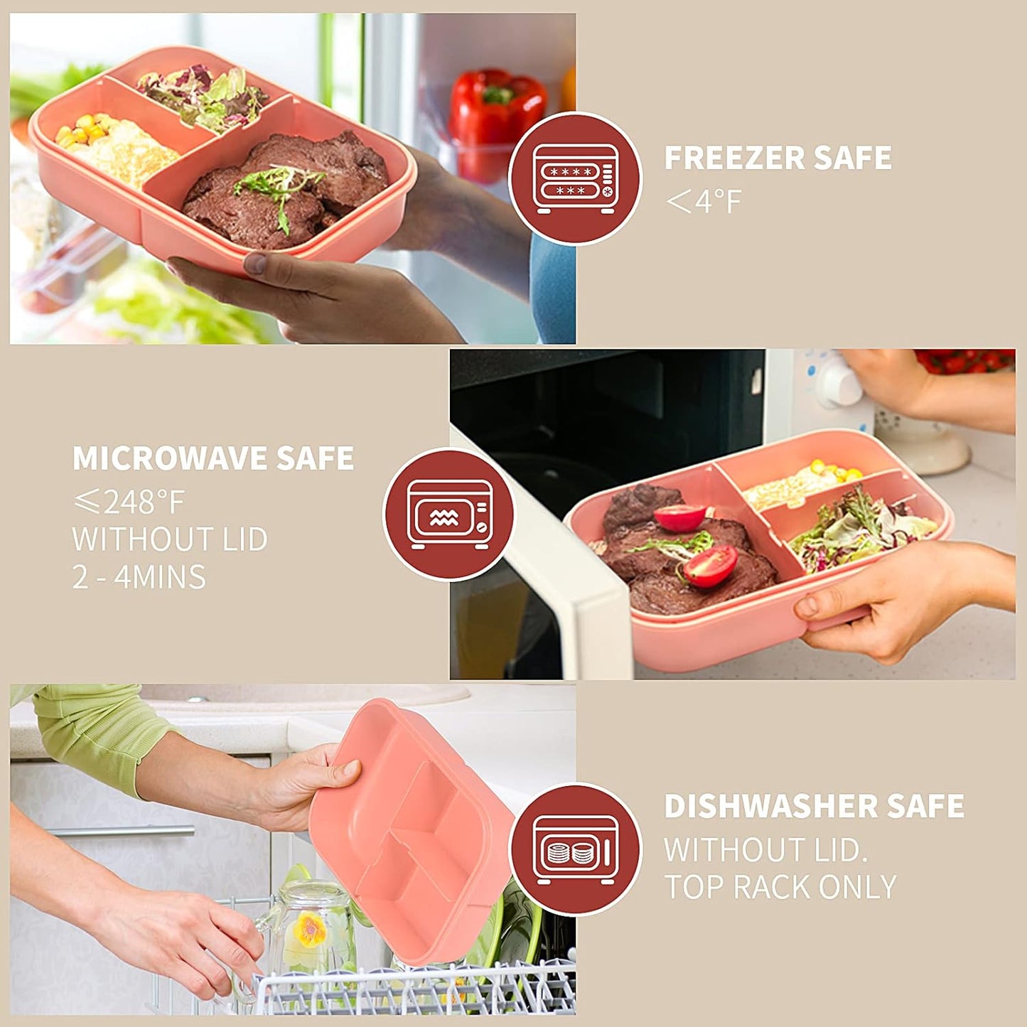 MISS BIG® Bento Box,Lunch Box Adult,Ideal Leak Proof Lunch Containers,Mom's Choice Lunch Box for Kids,No BPAs and No Chemical Dyes,Microwave and Dishwasher Safe Lunch Container (1900ml White)