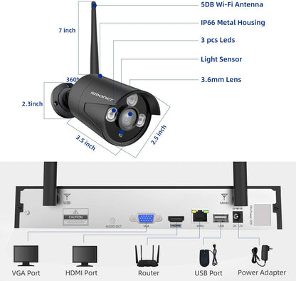 Wireless Security Camera System,SMONET 1080P 8 Channel Home Surveillance DVR Kits with 8pcs 2MP Full HD Cameras 3TB HDD Night Vision Motion Detection Free App for Indoor Outdoor 24/7 Video Recording