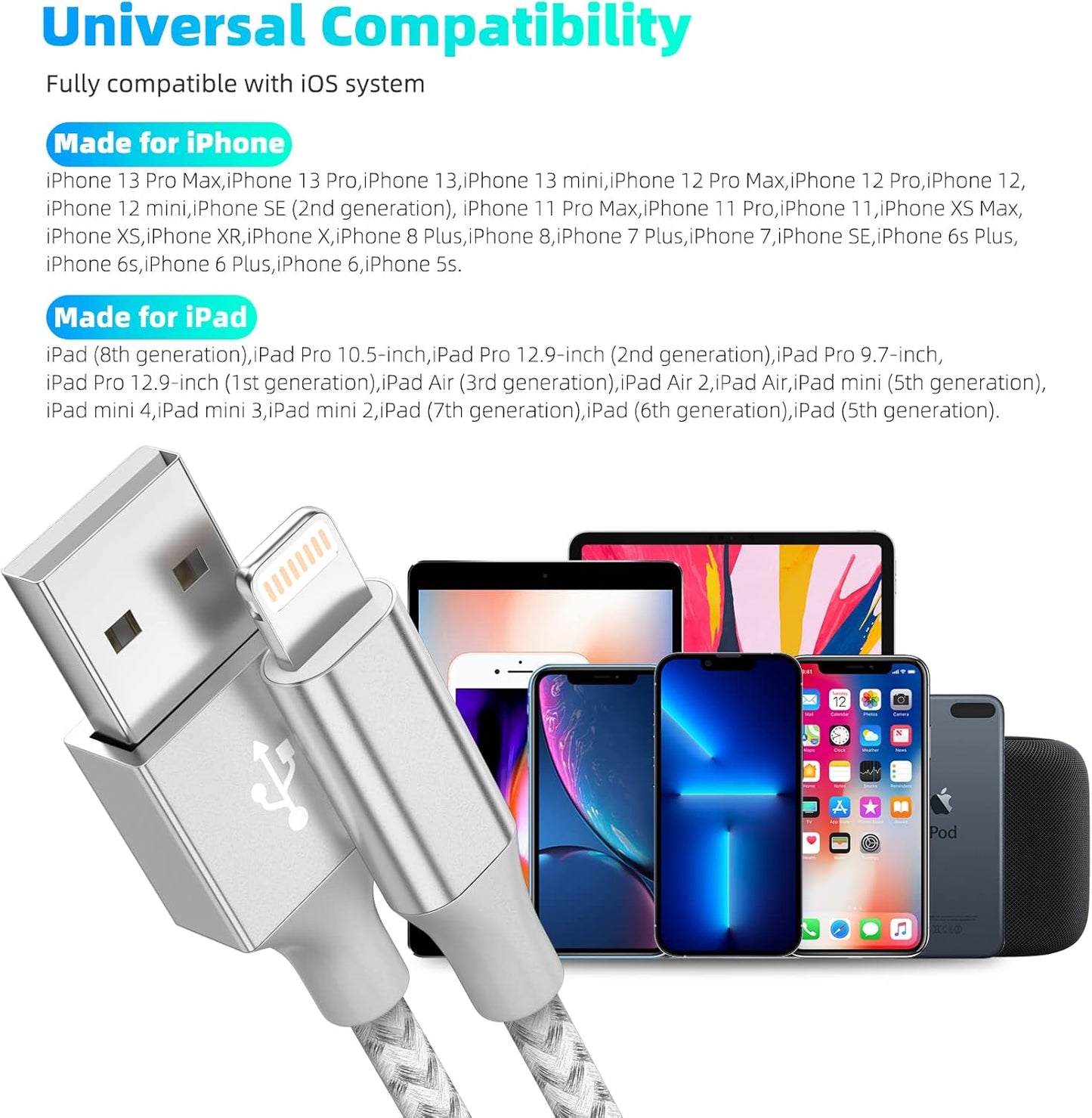 Purilite Select 10FT MFi-Certified Lightning Cable (3-Pack)
