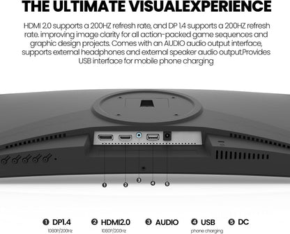 CRUA 32'' Curved Gaming Monitor, 160Hz/144Hz 4K UHD(3840 * 2160P) White Computer Monitor, 1500R VA Screen, Supports Freesync, 120% sRGB, Built-in Speakers, RGB Lighting, Wall Mountable,HDMI 2.1&DP 1.4