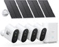 AOSU 5MP/3K Solar Security Cameras System 4-Kit, No Monthly Fee, 32GB Homebase Local Storage, 166° Ultra-Wide Angle Security Camera Wireless Outdoor, Forever-Solar Powered, Color Night Vision